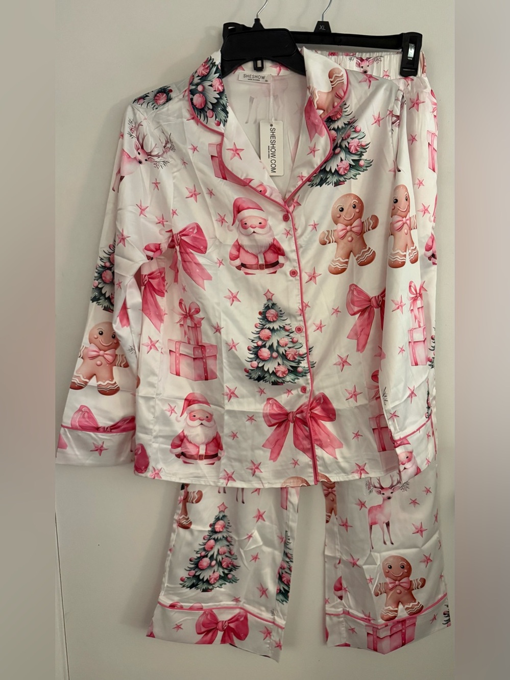 Pink & White Holiday Pajama Set